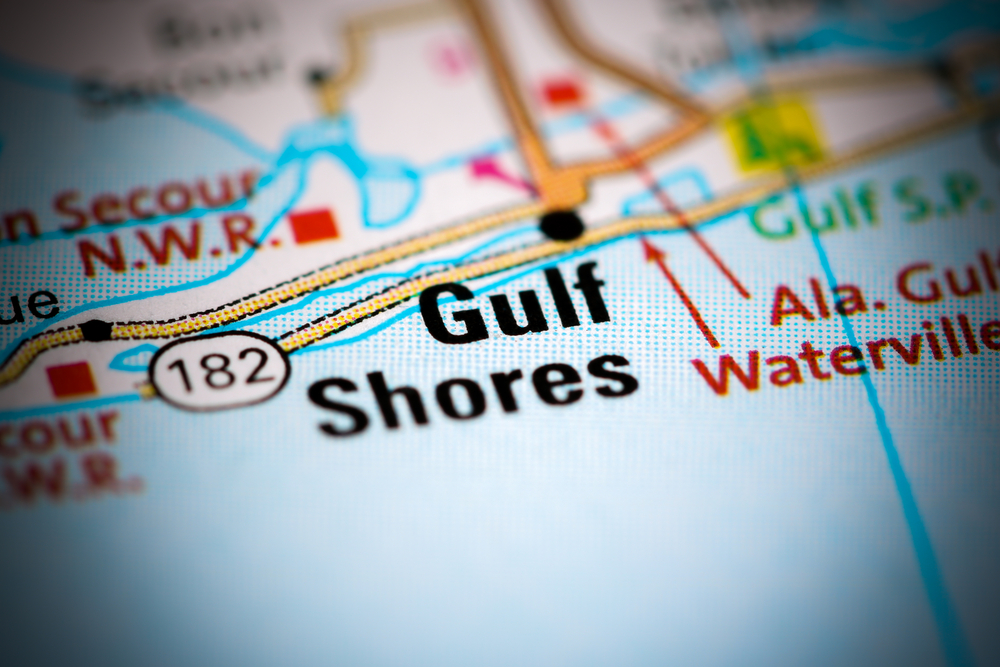 Map showing Gulf Shores